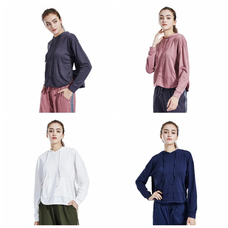 Спортивная футболка с капюшоном Lange Mouwen для фитнеса, йоги, укороченный топ Vrouwen Sportkleding, Спортивная толстовка с капюшоном, спортивная куртка Kleding