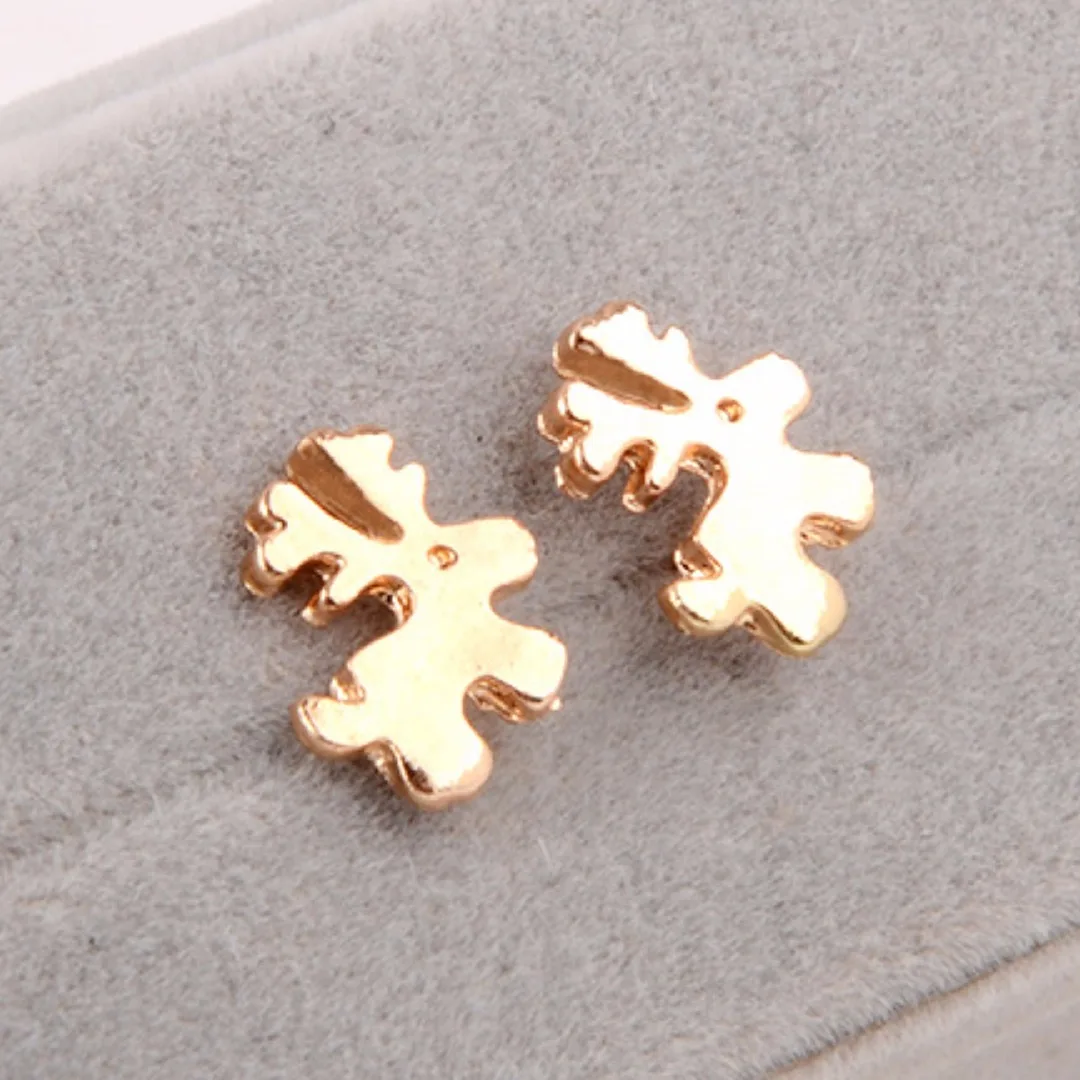 1 Pair Alloy Gold Elk Deer Ear Stud Earrings Xmas Jewelry Christmas Gift