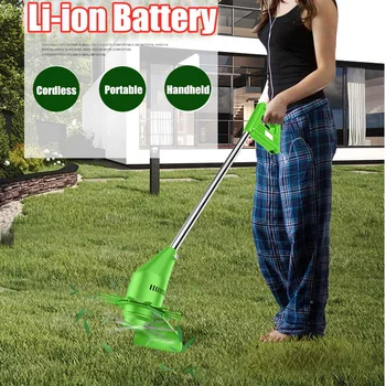 

Portable Cordless Electric Grass Trimmer Multifunction Handheld Cutter Lawnmower Steel Blade Garden Power Tools Rechargeable