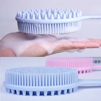 

1 Pcs Bath Brush Silicone Long Handle Massage Cleaning Back for Shower Bathroom 66CY