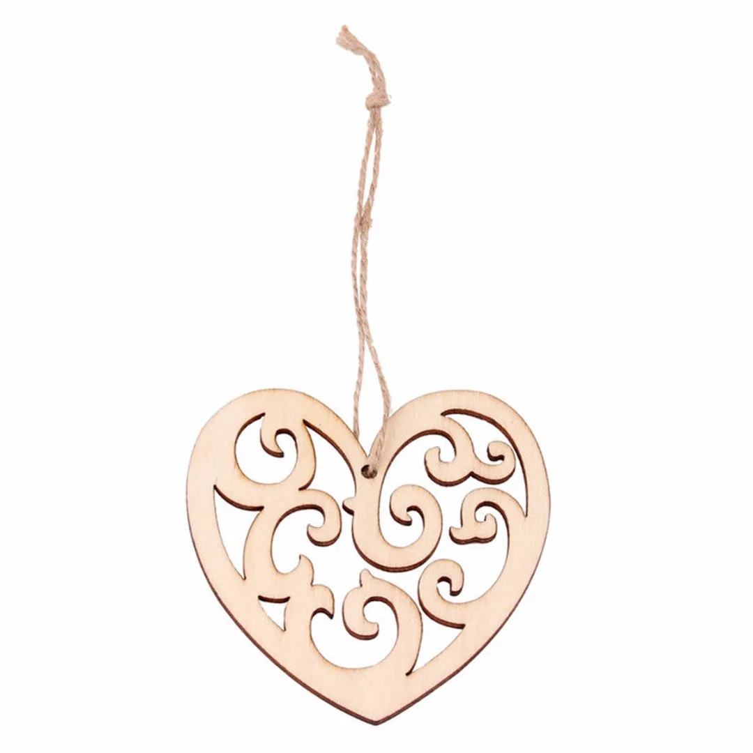 10Pcs Wooden Love Heart Hanging Decor Wedding Gifts Wedding Pendant Craft Decoration Party Decor Supplies