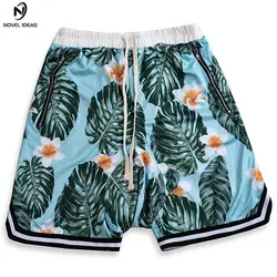 Новые идеи полная печатных сетки Материал двойной Слои Drop-Crotch Shorts Для мужчин 2018 новые летние High Street Для мужчин шорты 3 цвета