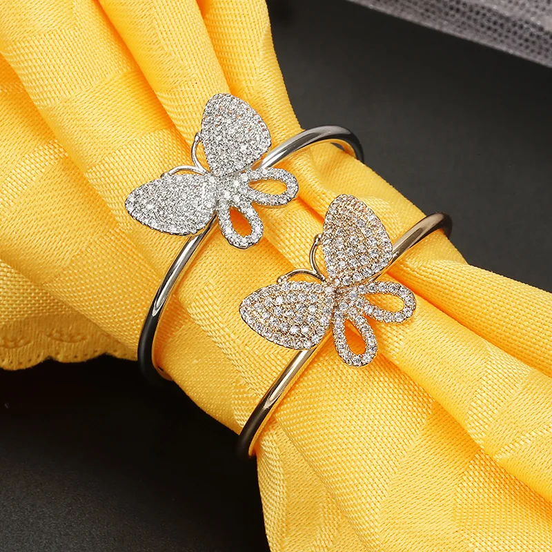 6/PCS النحاس الزركون مطعمة منديل حلقة الراقية الغربية الجدول الديكور البيئة منديل مشبك