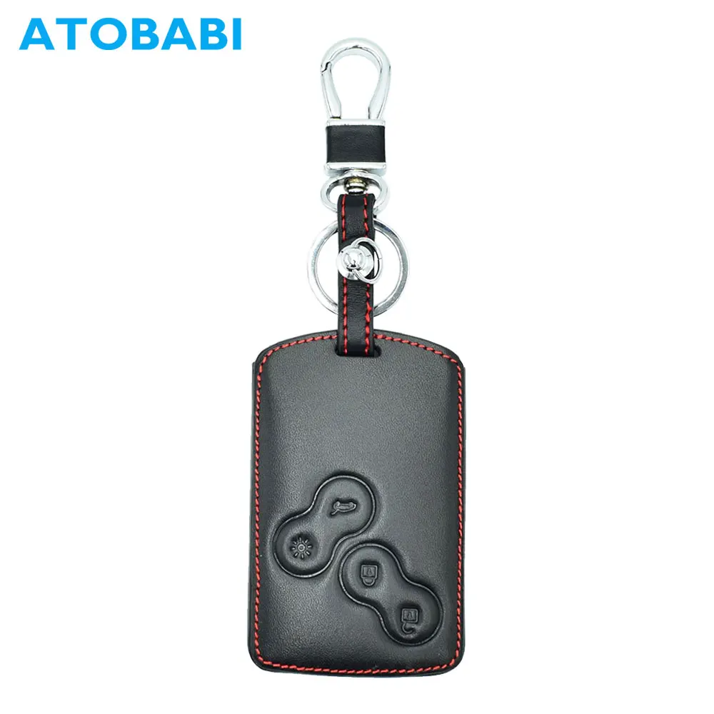 ATOBABI 4 кнопки кожаный чехол для ключей автомобиля Renault Koleos Laguna 2 3 Megane 1 Sandero Scenic Captur