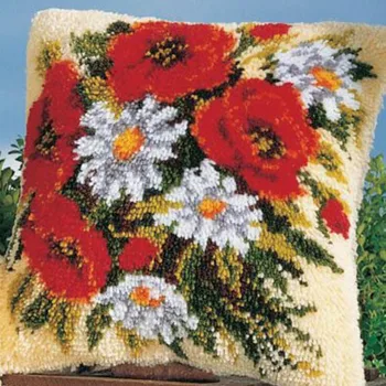 

Flowers Latch hook rug kits Needlework carpet embroidery cushion Diy pillowcase embroidery Patchwork Yarn Stitch back cushion