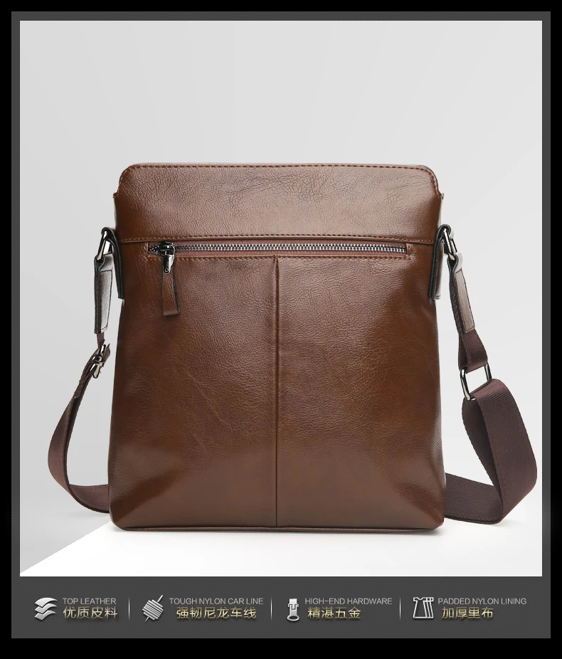 QiBoLu новые мужские кожаные сумки с клапаном, деловая сумка-мессенджер из искусственной кожи, мужская повседневная однотонная сумка через плечо на молнии, сумки