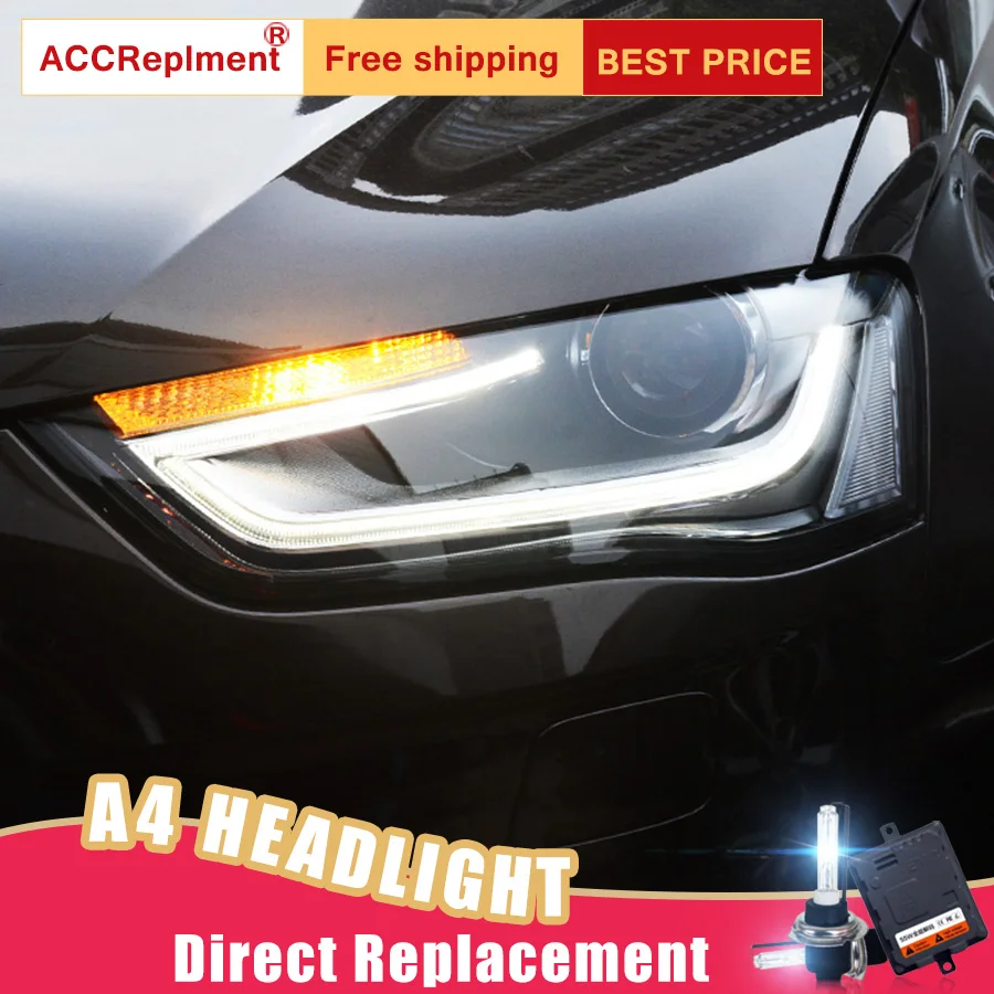 2Pcs LED Headlights For Audi A4 2013-2016 led car lights Angel eyes xenon HID KIT Fog lights LED Daytime Running Lights