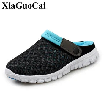 

Summer Slippers Men Shoes Unisex Breathable Mesh Sandals Flat Slip-on Casual Shoes Anti-skid Soft Light Female Beach Sandals