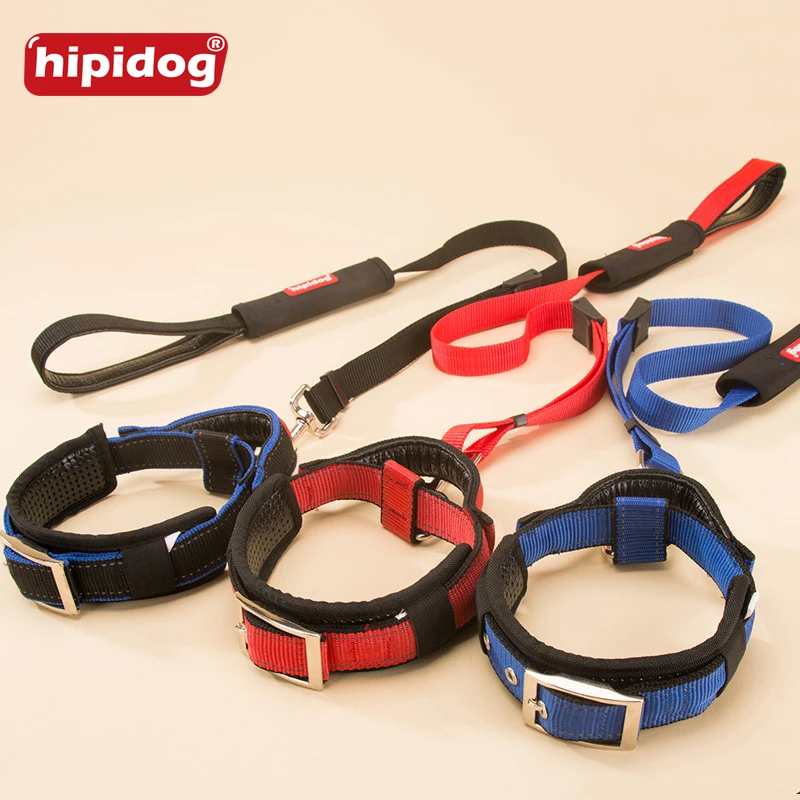

Hipidog Dog Collar Nylon Harness Adjustable Durable Leashes Set Pet Safety Belt Nylon Dog Lead Collar For Dog Training Walking