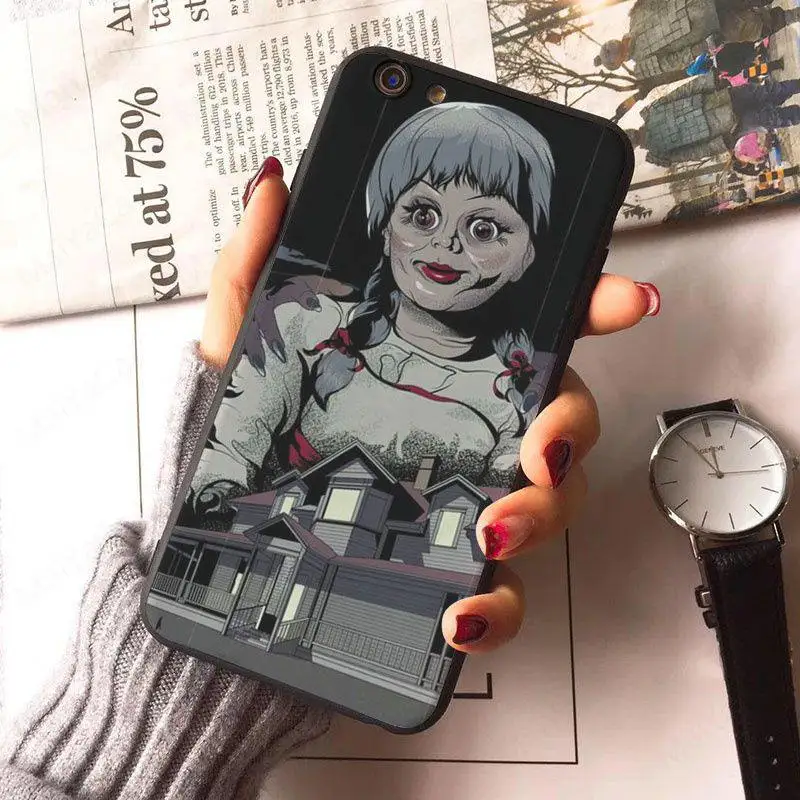 Чехол MaiYaCa Annabelle из фильма ужасов с цветным рисунком для iphone X, 8, 8 plus, черный чехол, 7, 7 plus, 6, 6s