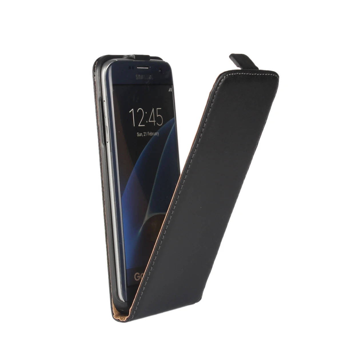 Genuine Leather Magnetic Vertical Flip Case For Samsung