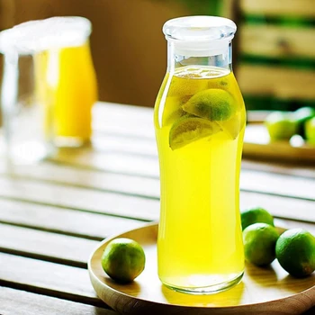 

Healthy Food Grade Glass Water Bottle Sealed Tank with Lid Straw Bottle Large Capacity Juice Beverage Milk Bottle Cold Kett