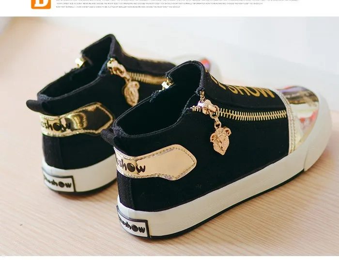 New Metal Sheep Zip Kids Shoes 2016 High Solid Canvas Children Shoes Spring Autumn Rubber Cotton Fabric Baby Boy Girl Sneaker 440 (14)