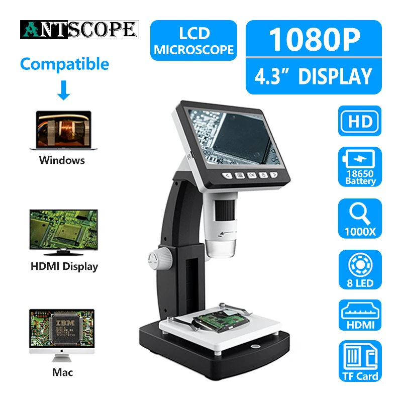 

PROSTORMER HD1000X Industrial Solder Tool Digital Microscope Camera 4.3" LCD Mobile Phone Repair Microscope Microscopio