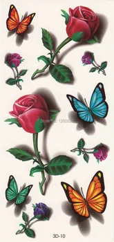 

3 sheets Cute Fruit 3D Temporary Tattoo Sticker Rose Butterfly Tatuagem Temporaria New Year Christmas Women Body Art