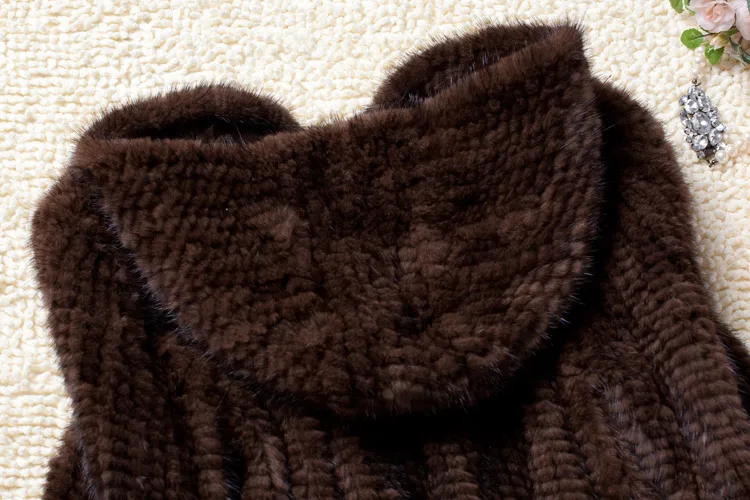 Real Fur Coat Women Winter Natural Fur Jacket Hooded Genuine Knitted Mink Fur Coat Outerwear Large Size L to 6XL Available g8892