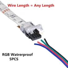 5 шт. RGB Разъем для светодиодной ленты 4 Pin 5050,10 мм цветной светодиодный светильник для водонепроницаемой ленты IP65 для использования в проводах