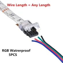 5pcs RGB LED Strip Connector 4 Pin 5050 10mm Colorful LED Tape Light Connector for Waterproof