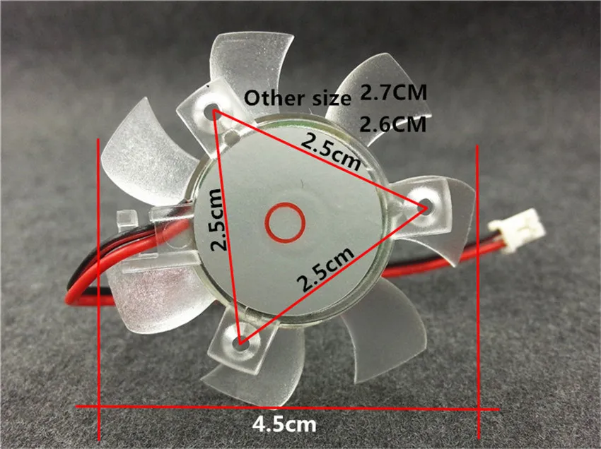 Placa Gráfica Vga Fan Bla Silencioso 25 mm 26 mm 27 mm Buraco Pitch 5010 12v 0.1a 2pin 45 Milímetros de Diâmetro de Alta Qualidade - Imagem 6