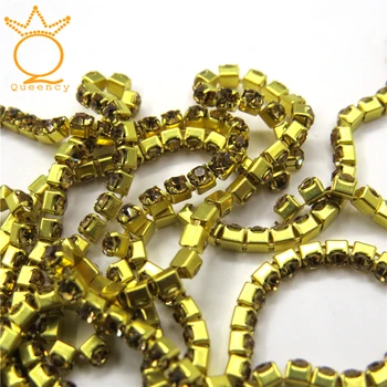 

Apparel Sewing Supply DIY Beauty needlework Accessories 3-4mm Rhinestone Cup Chain Glass Crystal Trims 1m ss3-ss12