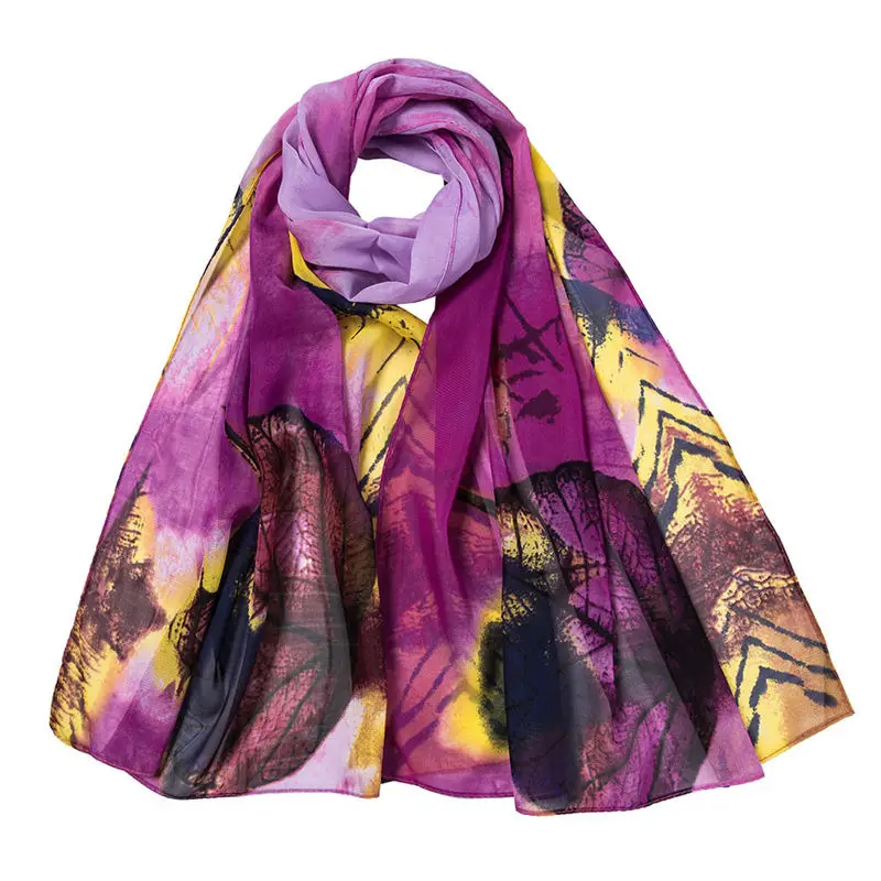  Fashion Women Leaves Printing Long Soft Wrap Scarf Ladies Shawl women's scarves handkerchief hijab scarf 40FE2508