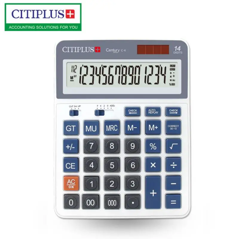C-4 Настольный двухмощный 14 цифр калькулятор солнечный Calculadora для офиса индивидуального продавца школы калькуляторы