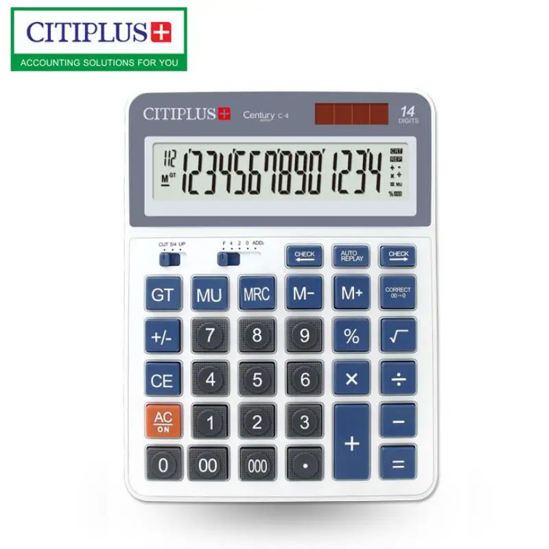 

New C-4 Desktop Dual Power 14 Digits Calculator Solar Calculadora for Corporate Office Individual Merchant School Calculators