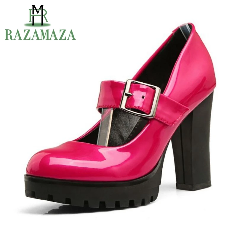 

ZALAVOR Size 34-43 Sexy Women High Heel Shoes Women Ankle Strap Platform Thick Heels Pumps Wedding Party Office Lady Footwears