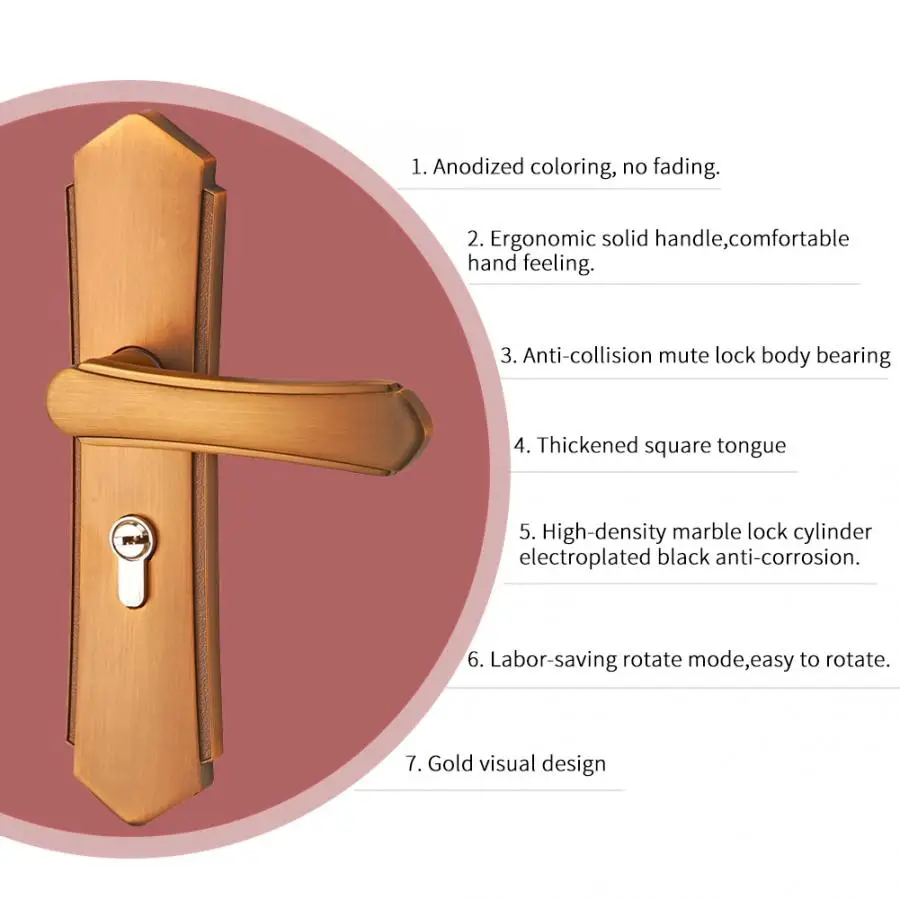 Цинк дверная ручка из сплава замок набор гостиная ванная комната дверная ручка защелка домашний замок безопасности горячая распродажа