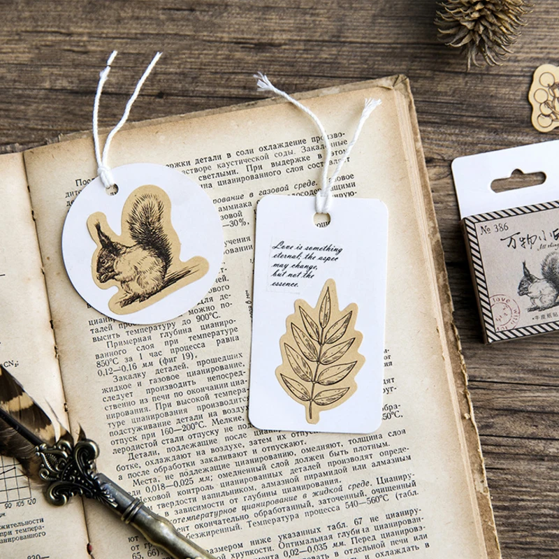 46pcs/lot Vintage Animal Diary Kawaii Cute Squirrel Owl Plant Decor Stickers Scrapbooking sticker for Kids