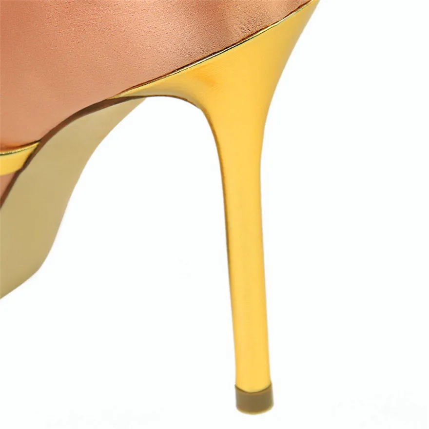 7 Colors Solid Silk Women Slippers Pointed Toe Outdoor Sandals High Heels Woman Sexy Party Show Thin Ladies Shallow Summer Shoes