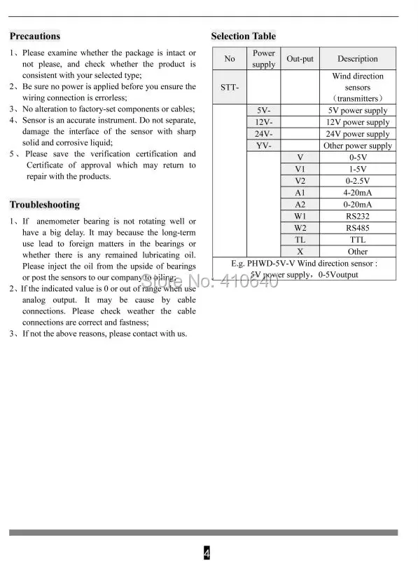 Направление ветра Сенсор+ ветер Датчики скорости 4-20mA Выход 12VDC Питание