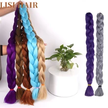 Trenzas de ganchillo sintéticas LISI en pelo trenzado Jumbo de una pieza, 82 pulgadas, 165g/pieza, Color puro en extensiones de cabello