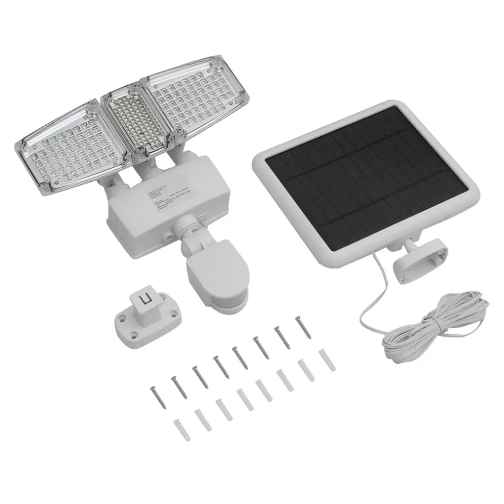 

178-led Triple Head Solar Power Motion Activated 1000Lm Light Waterproof Bright Light Outdoor Path Door Decor JY1701-178