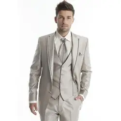 Мужская одежда, высококачественные мужские костюмы, мужской свадебный костюм с одной пуговицей, смокинг из трех предметов (куртка + брюки +
