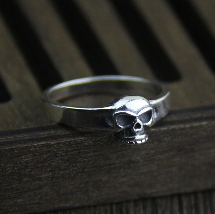 

925 Sterling Silver Gothic Skeleton Skull Biker Rocker Ring for Men Women A3603