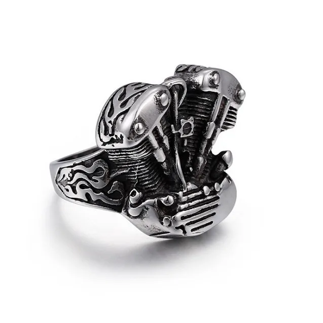 Стильное и простое Ретро локомотивное стильное титановое стальное кольцо двигателя для мужских ювелирных изделий горячая распродажа