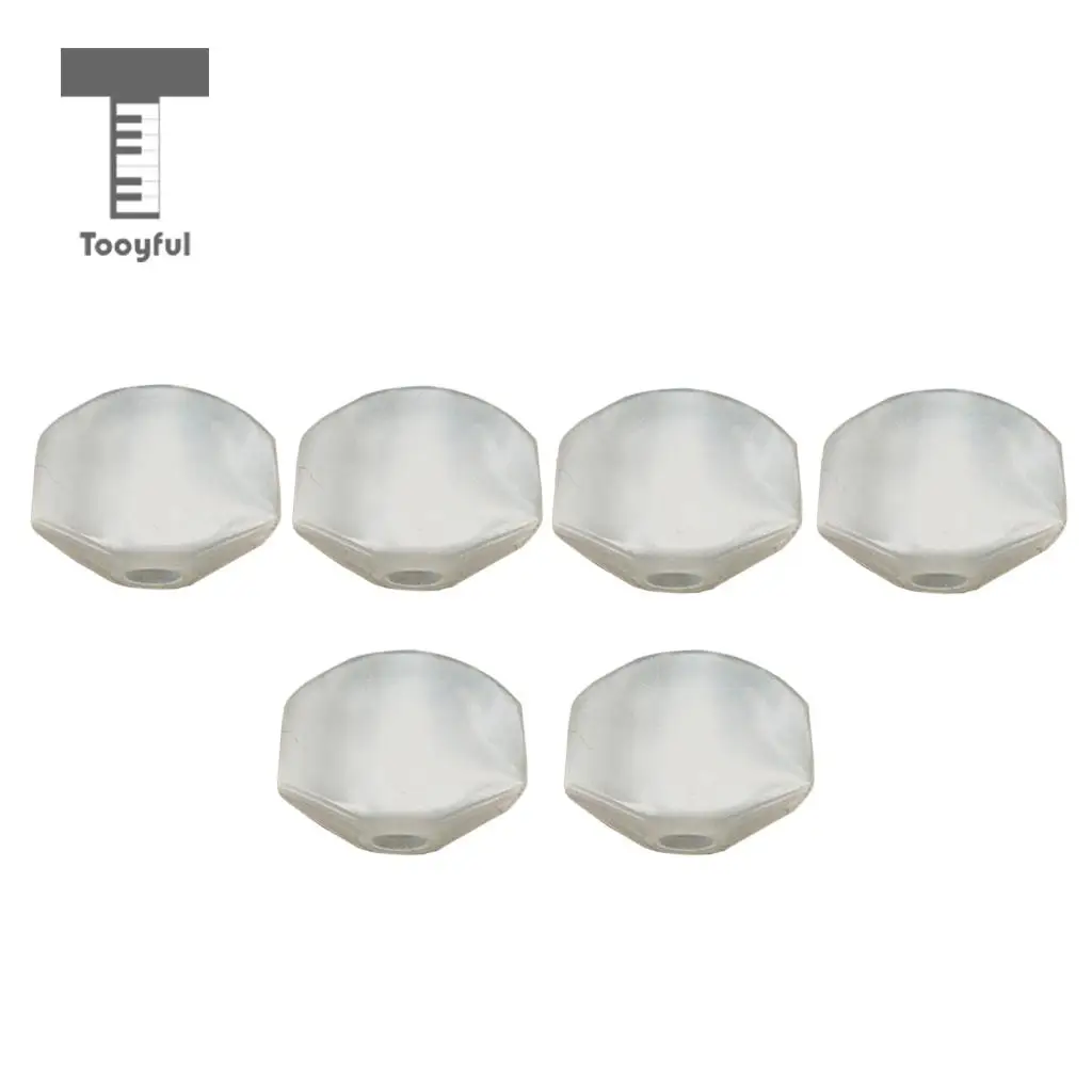 Tooyful 6 Pieces Plastic Acoustic Guitar Tuning Pegs Keys Buttons Caps Handle Knobs White Guitar Replacement Parts