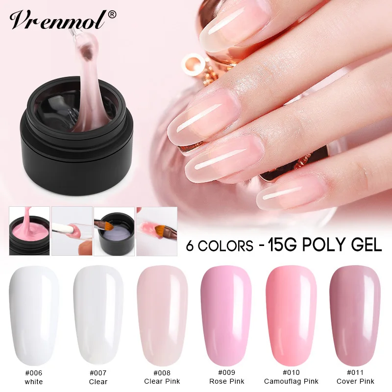 

Vrenmol 6 Colors French Nude Color Poly Gel UV Builder Gel Nail Extension Fake Nail Glue Jelly Acryl Gel Nail Tips design