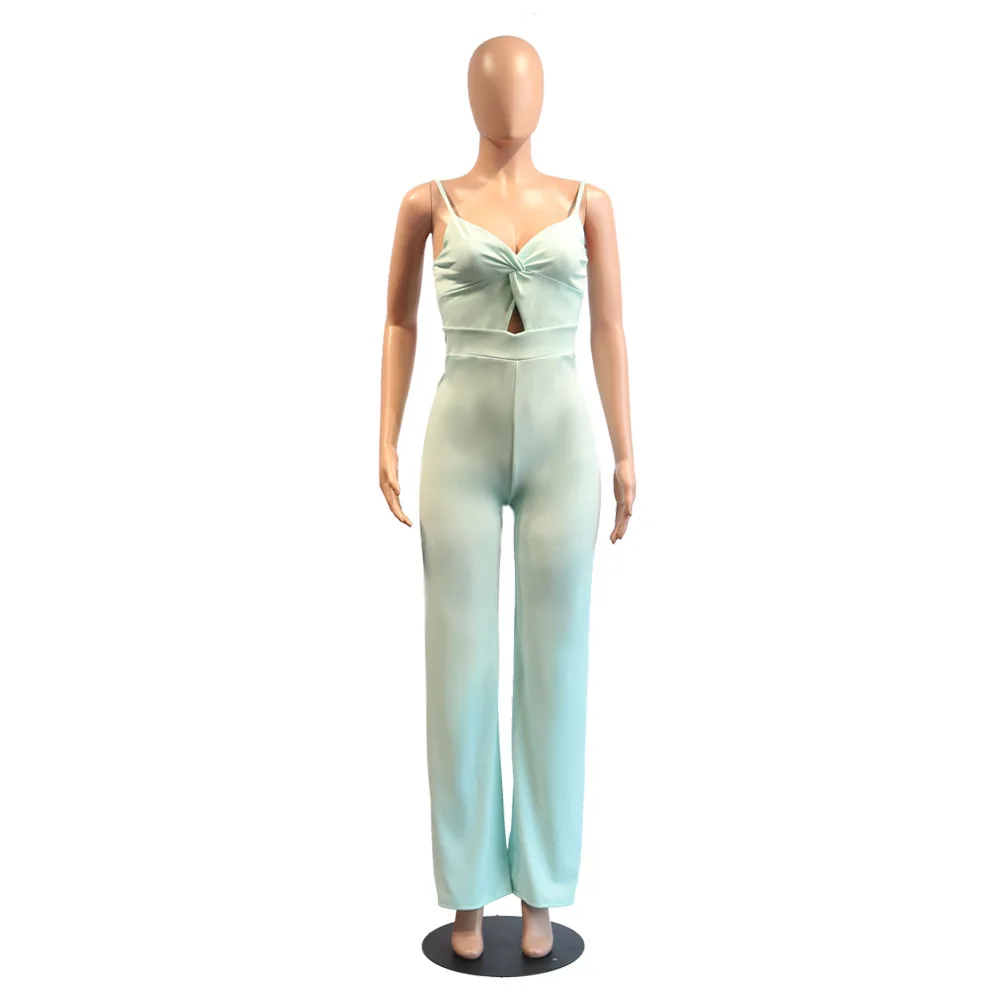 2019 Европейская и американская Женская мода Чистый мятный зеленый подтяжки с брюки Brassiere комбинезон;