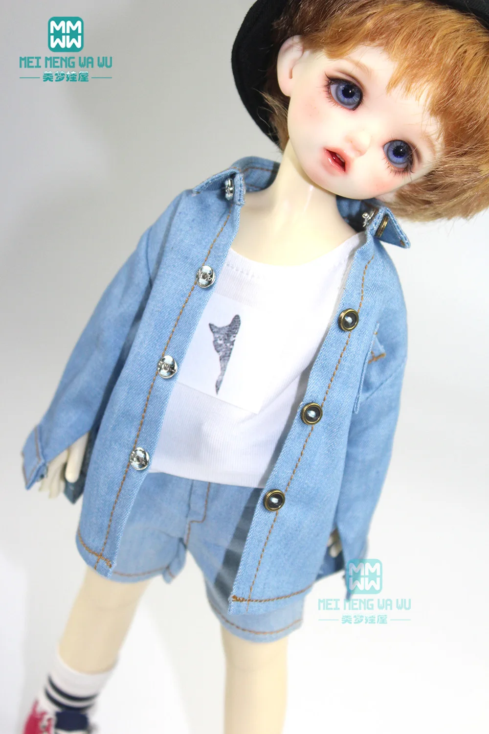 BJD accessories for 27cm-30cm 1/6 BJD YOSD doll clothes fashion Printed shirt Vest, shorts