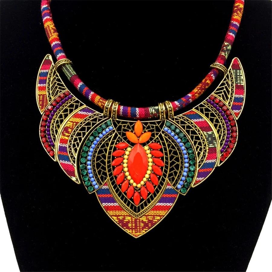 New Bohemian Ethnic Gold-plated Item Color Woven Rope Alloy Diamond Jewelry Necklace Jewelry (3)