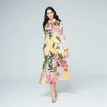 

Runway Designer Set 2019 High Quality Women Suits Long Sleeve Print Long Shirt +Loose Pants Two-piece Clothing Sets NP0104