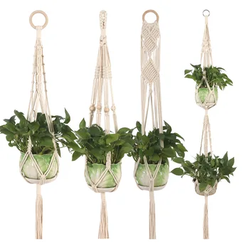 

Macrame Flower Plant Hanger indoor outdoor Rope Planter Hanger Holder Set of 4