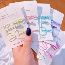 4 шт./компл. разноцветный яркие заколки для волос заколка для волос в виде кролика Форма Красивая Милая Заколки для волос в форме сердца Головные уборы Для женщин леди женские аксессуары для волос, Новинка