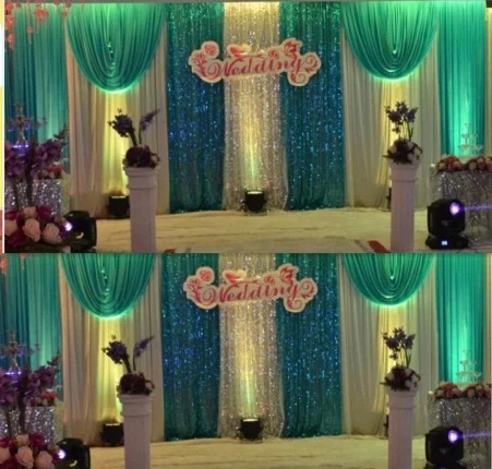 3m 6m Tiffany And White With Sequin Swags Hot Sale White Wedding