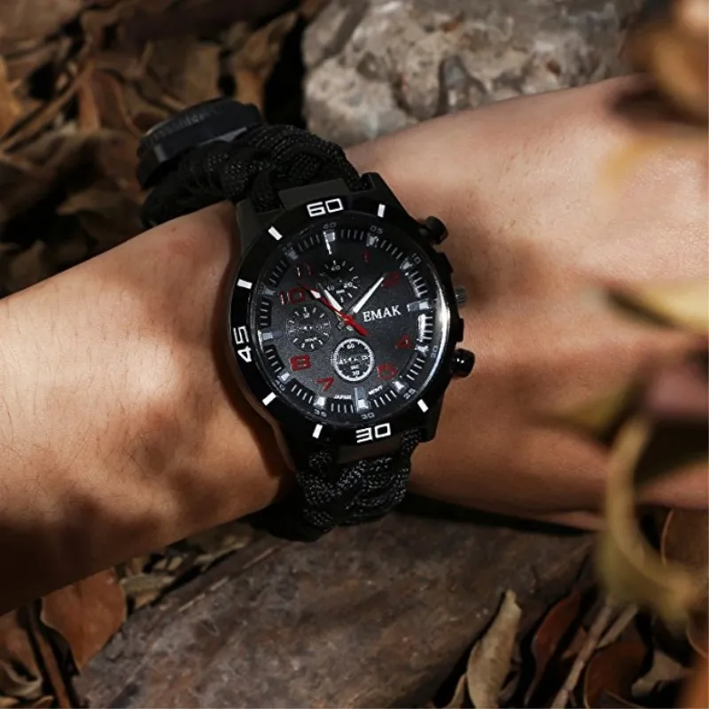 

Multifunctional survival watch bracelet EDC Multi tool Tactical Camouflage compass Rescue Rope paracord Camping equipment