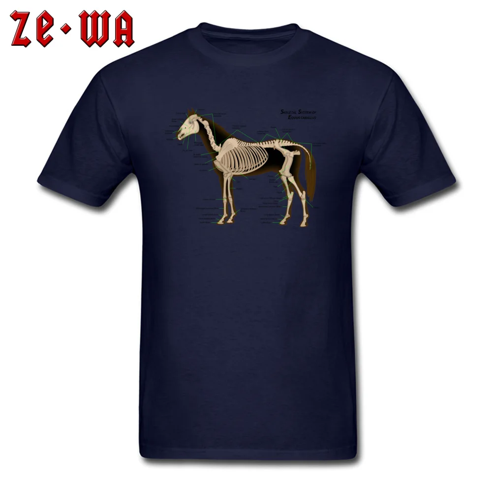 Casual Horse Anatomy Top T-shirts Brand Summer Short Sleeve Crewneck Tops Shirt Cotton Fabric Men Normal Tee Shirts Horse Anatomy navy