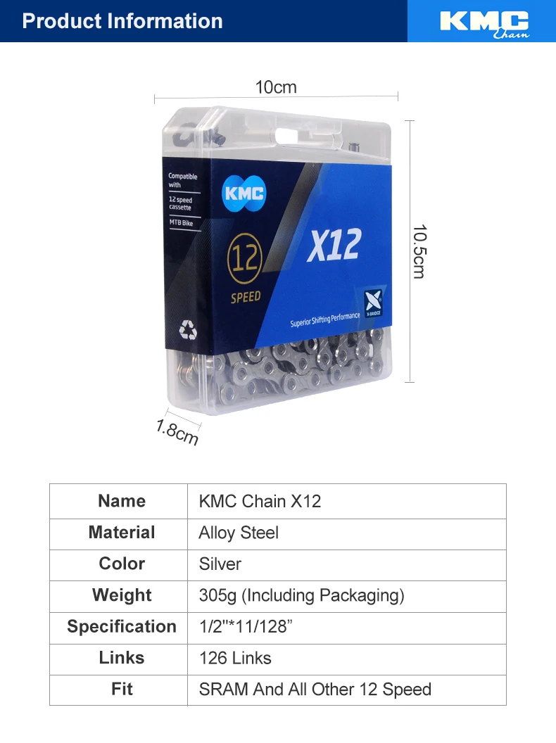 Cheap X12 Bicycle Chain 126L 12 Speed  Bicycle Chain With Original Box and Magic Button for MTB Mountain/Road Bike Parts Silver 2