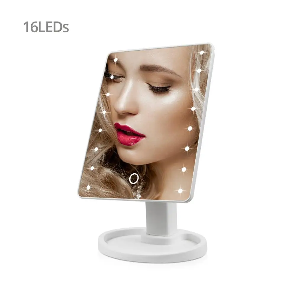 USB СВЕТОДИОДНЫЙ светильник для профессионального макияжа, полный зеркальный светильник с сенсорным экраном, 10X затемненный косметический светильник для туалетного столика - Испускаемый цвет: 16 LEDs White